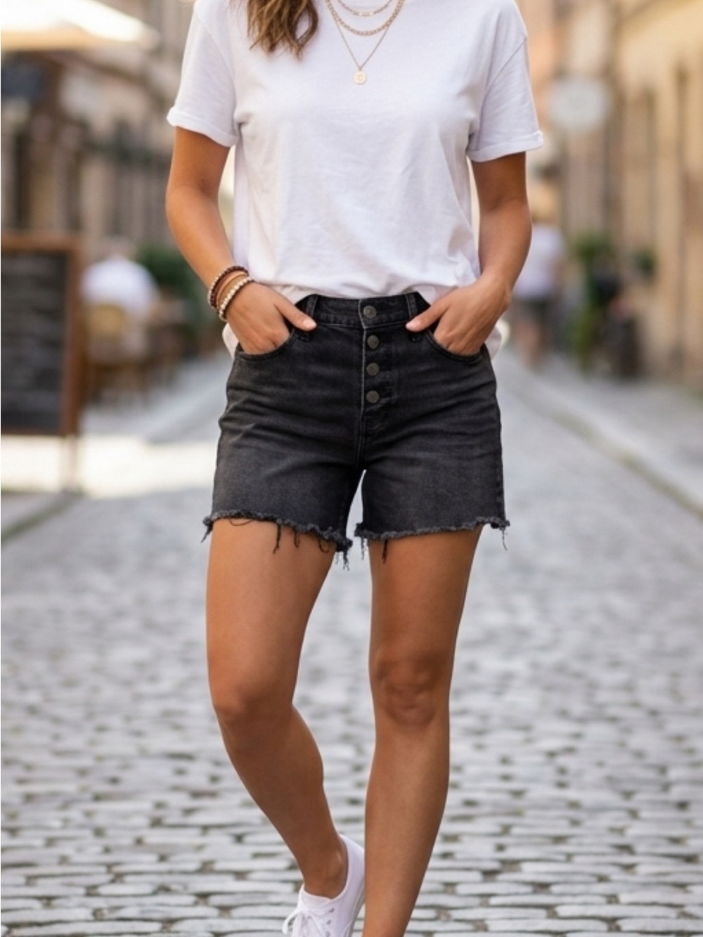 Old Navy High-Rise Black Frayed Hem Button-Fly Shorts - Size 16